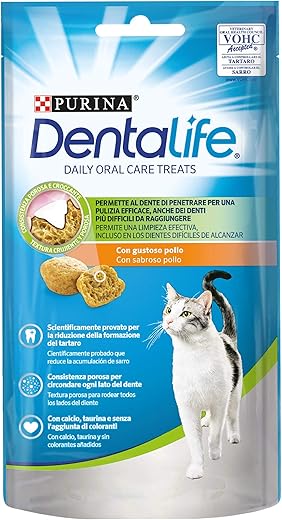 PURINA Dentalife Snack gatto al gusto di Pollo - 8 confezioni da...