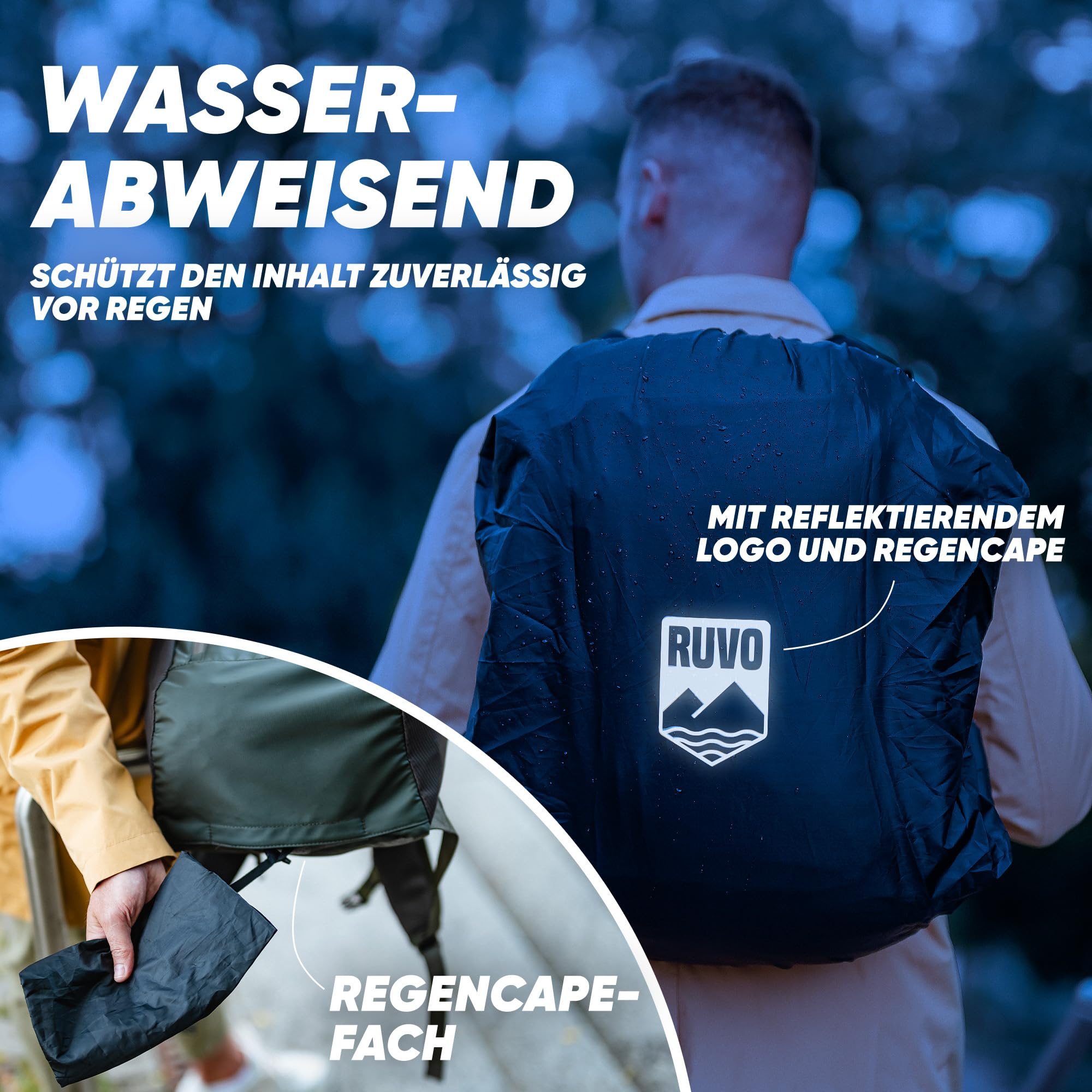 RUVO® Premium Rucksack I Rolltop Rucksack mit viel Stauraum, wasserabweisend & robuster Verarbeitung I Tagesrucksäcke für Arbeit, Reisen & Freizeit