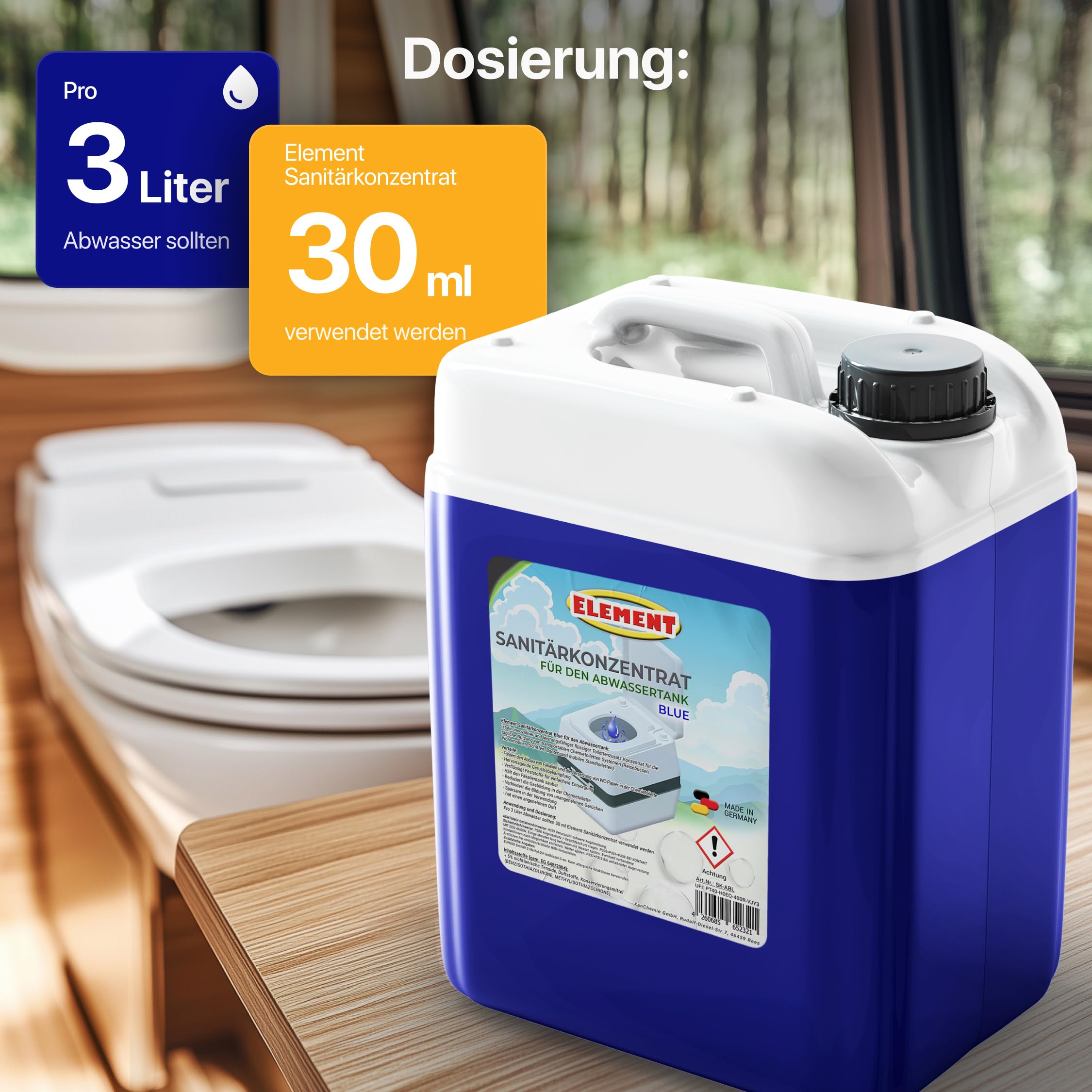 Sanitärflüssigkeit für Campingtoiletten I Set 2 x 2,5 Liter I BLUE & Spülwasssertank I für Frisch- und Abwassertank I Chemietoiletten Zusatz I Camping WC I Abwassertank I Sanitärkonzentrat