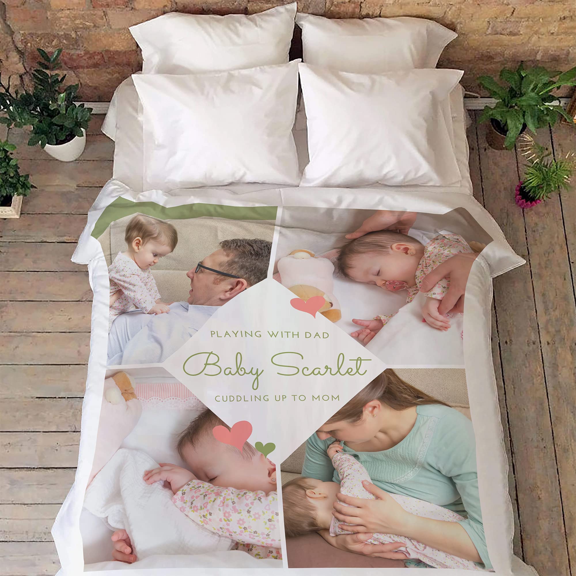 Manta de bebé personalizada con nombre personalizado, manta de collage de fotos, manta familiar, manta de forro polar personalizada, manta de bebé personalizada con nombre y foto manta familiar