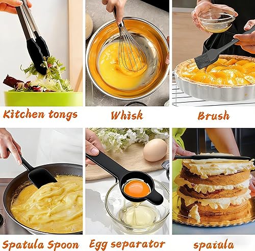 Miniatura 3 de Umite Chef, 26 piezas de juego de cuencos de acero inoxidable con tapas herméticas, 3 accesorios ralladores y fondo antideslizante negro, tamaño 7