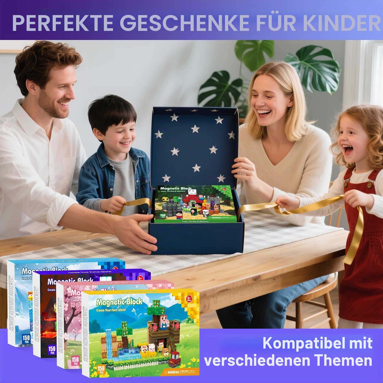 Magnetische Bausteine 150 PCS, Magnetbausteine für 3+ Jahre, Magnet Spielzeug Sets für Kinder Jungen Mädchen, Abenteuer Thema für Geburtstag