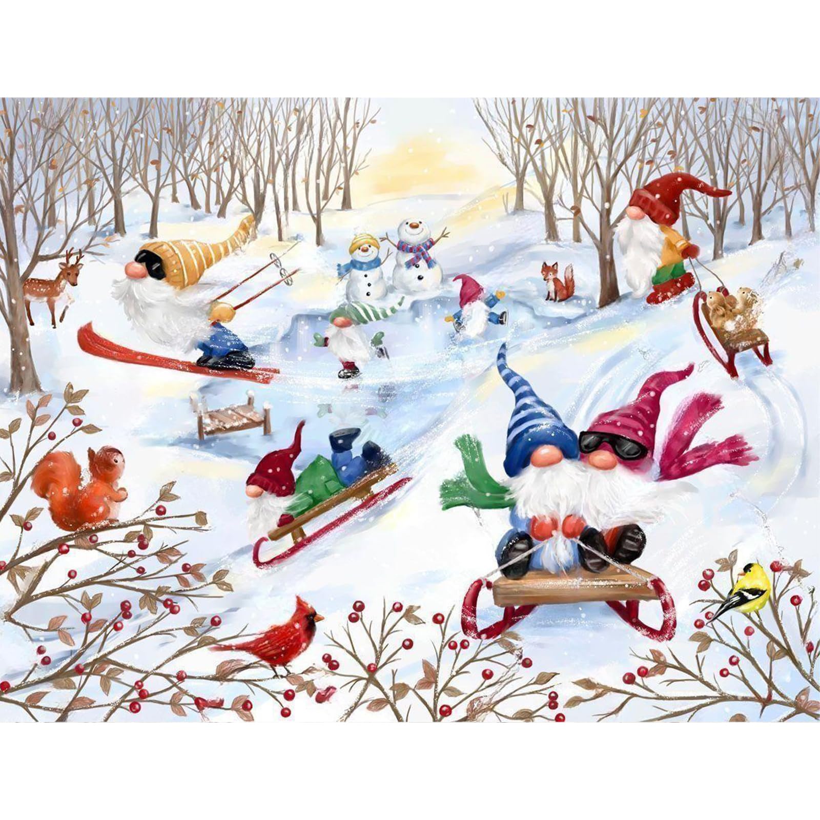 Kit Diamond Painting Gnomi - 30x40 Cm, Con Diamantini 5D, Per Adulti E Bambini, Decorazione Casa - Foto 3