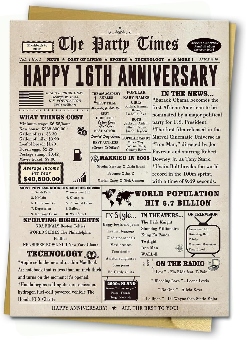 Anniversary Card 16th Wedding Anniversary Gift For My Husband