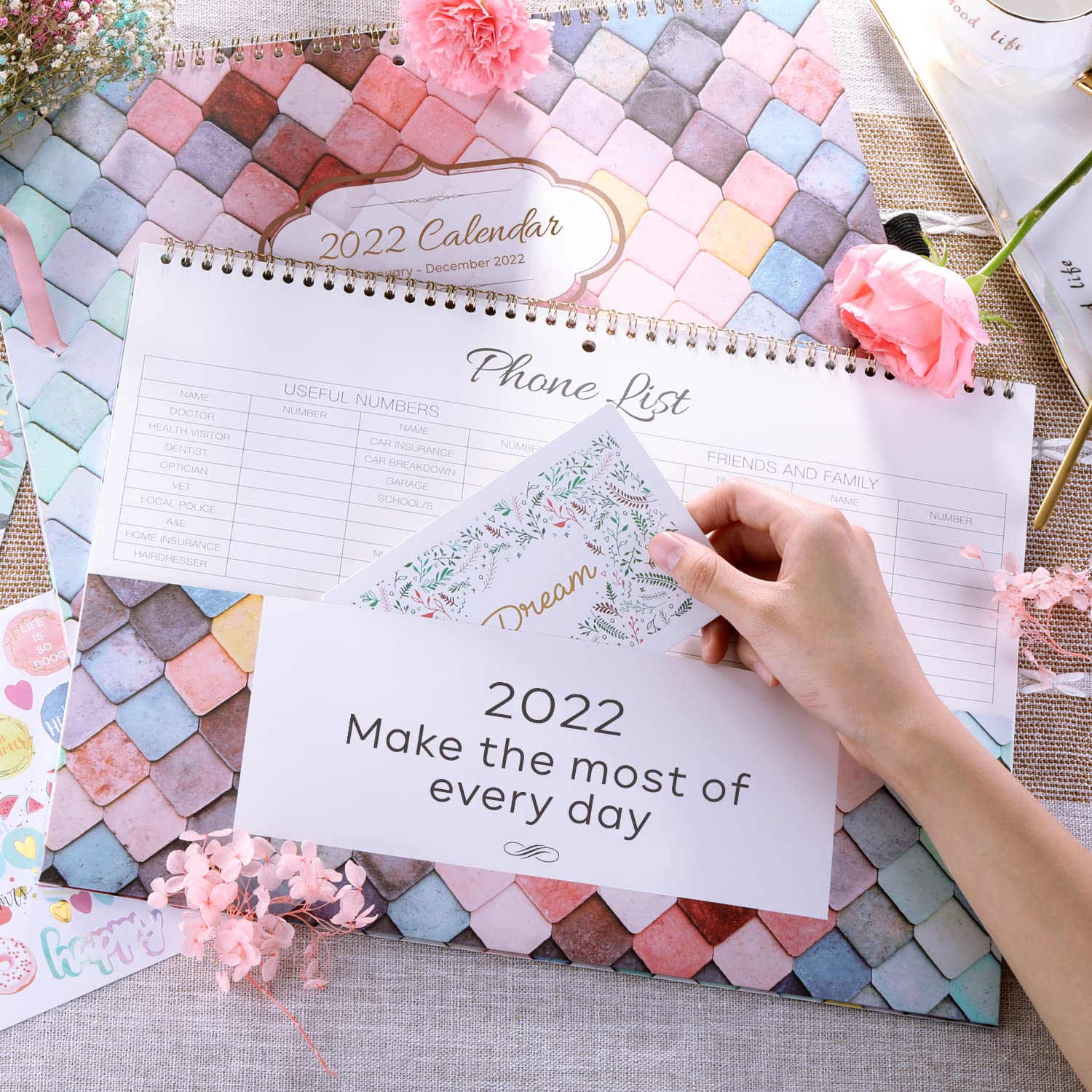 2022 Calendar Wall Calendar 2022, 12" x 23", Jan 2022 Dec 2022