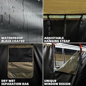 SAMOUT Vehicle Side Shower Room with Roof, 3.3ft x 3.3ft Privacy Shelter Restroom, Car Side Shower Room, Portable Shower Tent for Camping