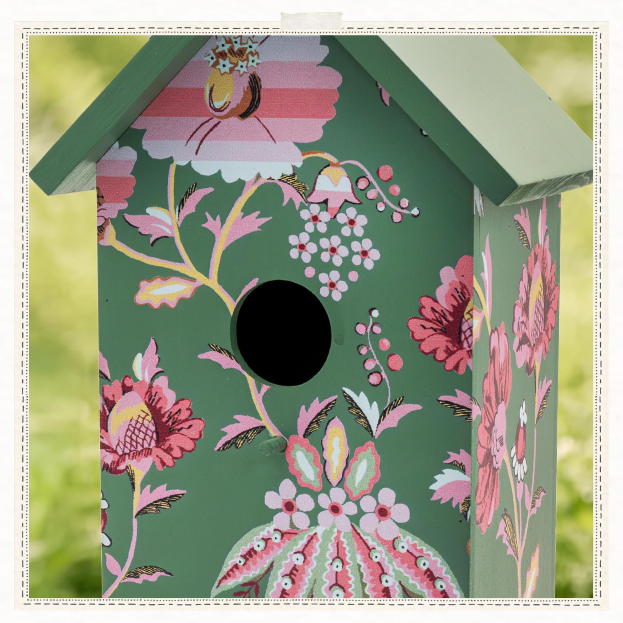 Cath Kidston Floral Wooden Bird House, Wall Mounted Outdoor Birdhouse Nesting Box for Garden & Patio, Decorative & Weather-Resistant – 11 x 9 x 22.5cm — view 5
