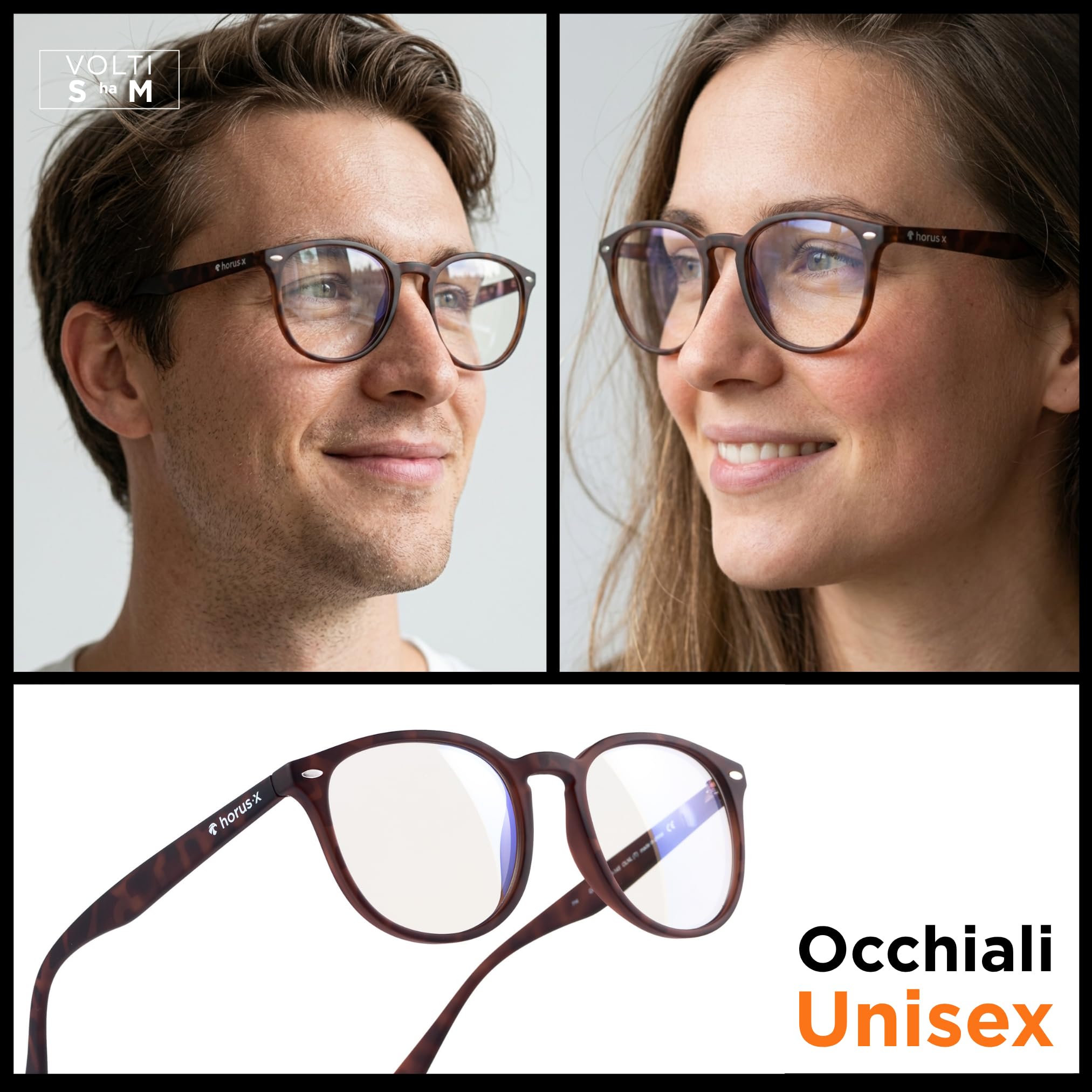 Horus X • Occhiali Luce Blu Uomo Donna | Occhiali Anti Luce Blu per Schermo | Anti Affaticamento & Emicrania Oculare | Urban V3
