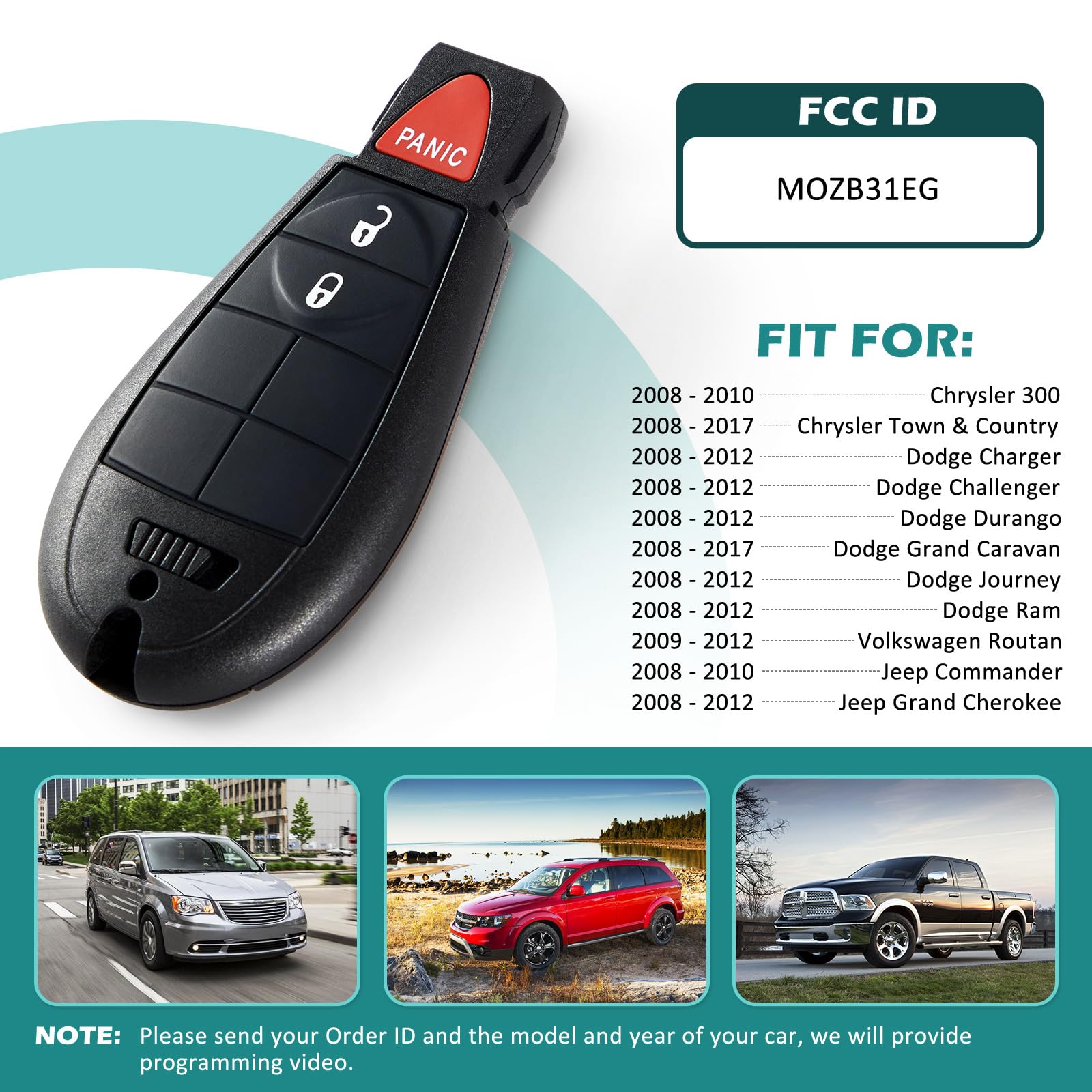 Coque De Clé 3 Boutons Pour Dodge Ram 1500/2500/3500 (2006-2009) Et Jeep - Noir, Remplacement Facile, Sans électronique