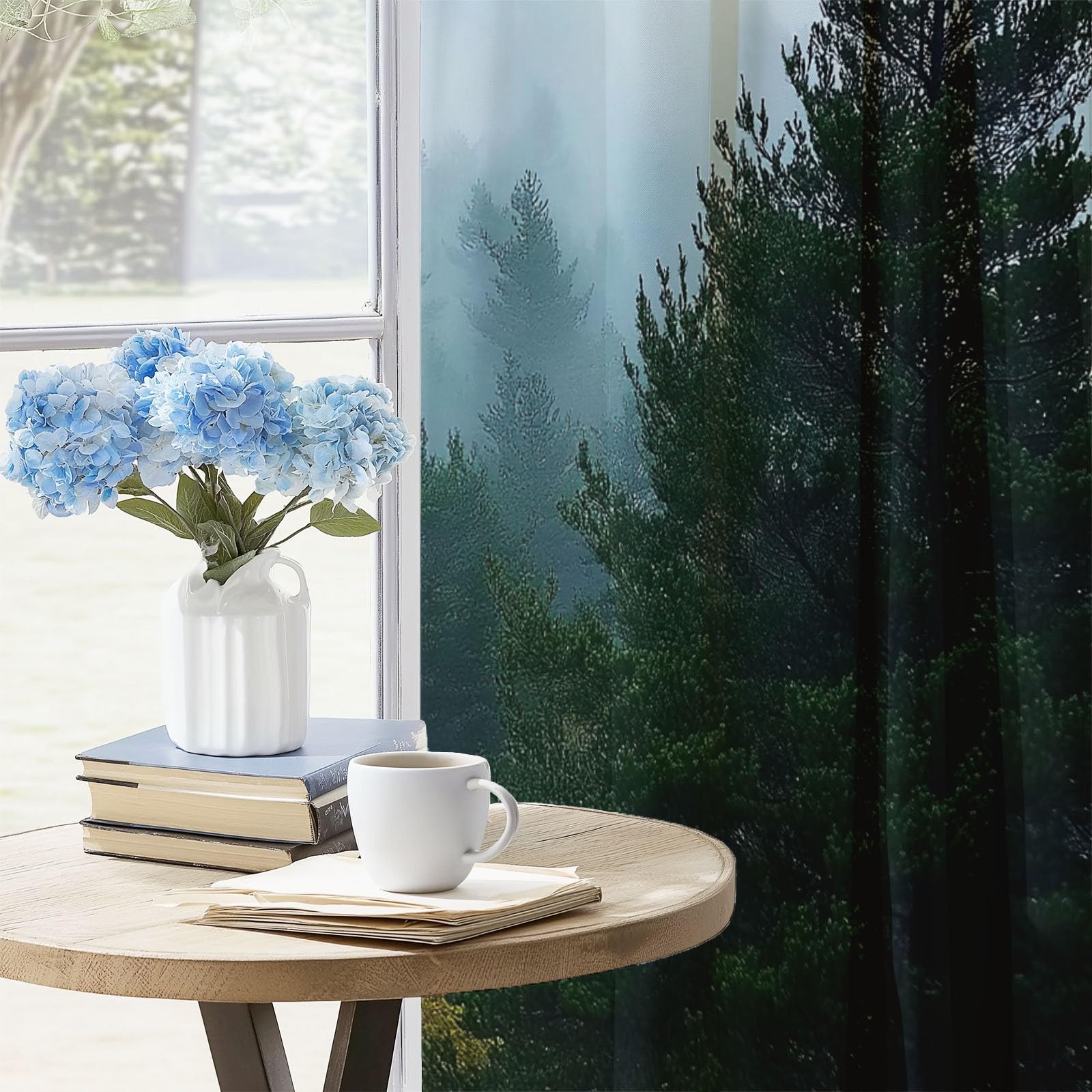 Zasłona zaciemniająca natura krajobraz głębokiego lasu nowoczesny kolorowy nadruk termiczny zasłony do sypialni salonu wnętrza z oczkami 70 l x 240 H cm (2 panele) Zasłony i zasłony