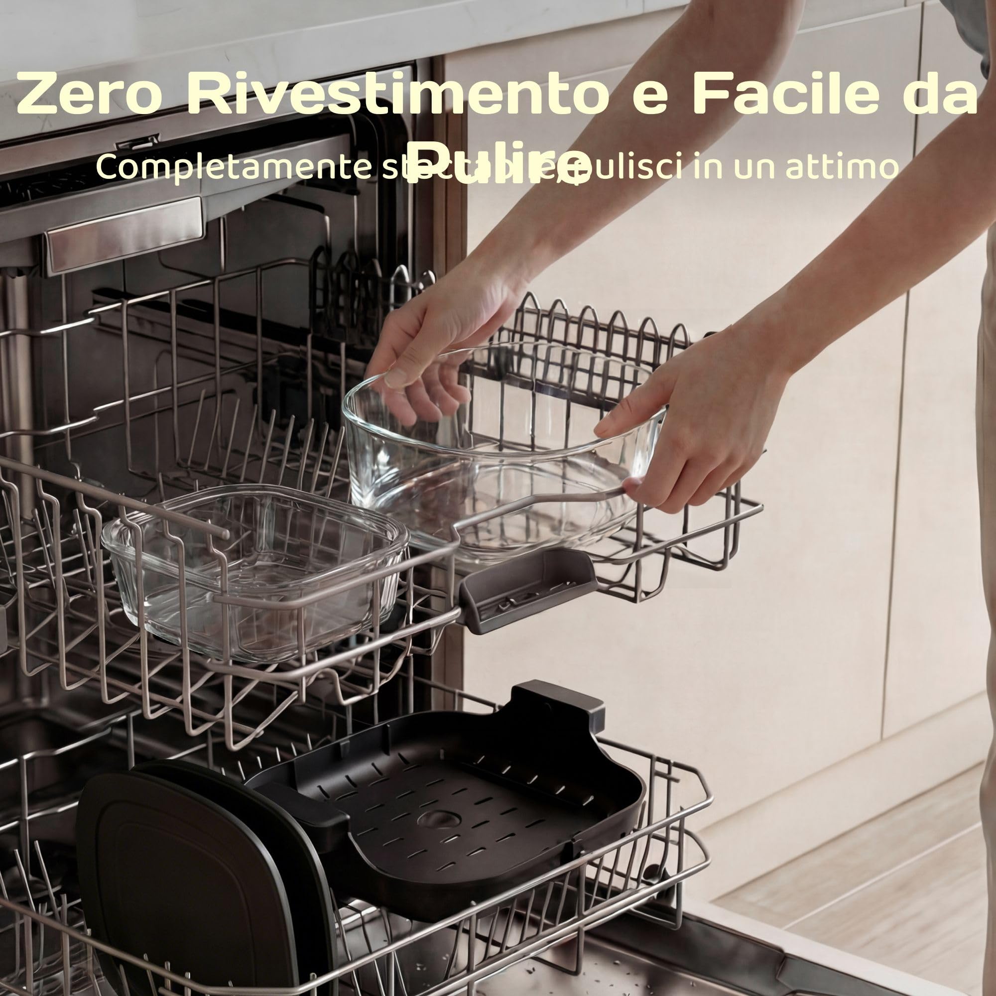 ADIVO Friggitrice ad Aria in Vetro 4L/1.5L,1500W Ciotola Visiva,Doppia Capacità,4 Modalità,Senza Olio & Nessun Rivestimento,Lavabile in Lavastoviglie,Portatile per Camping/Ufficio,Cucina Sana