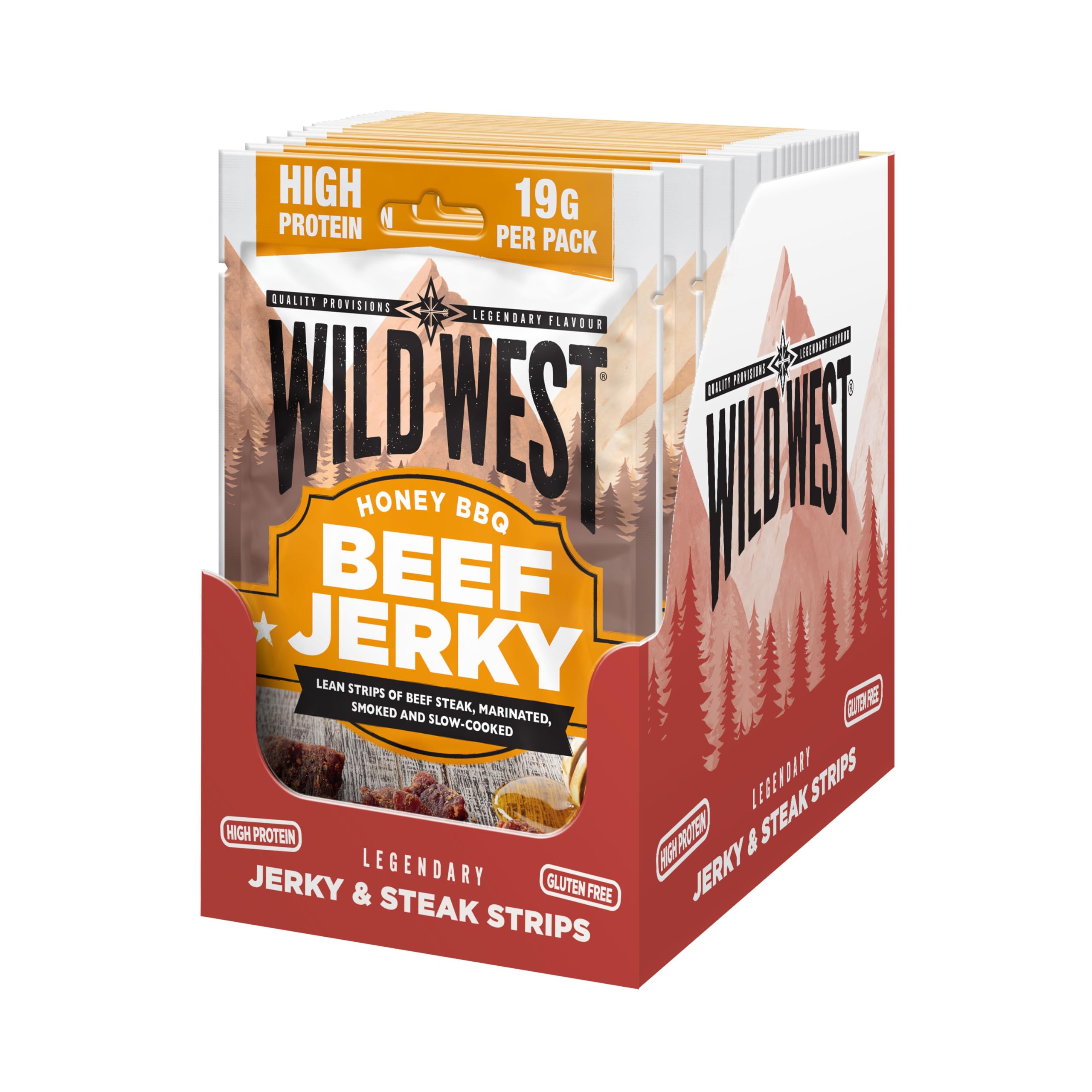 Honey BBQ Beef Jerky 12 × 60g – High Protein Gluten Free Snack – No Added MSG – Ideal for Gym, Travel, Hiking & Everyday Energy