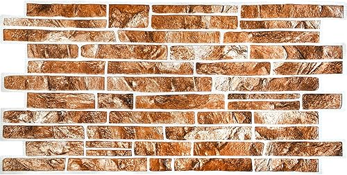 Miniatura 3 de Dundee Deco Panel de pared 3D de PVC de pizarra sintética marrón claro, 3.3 pies x 1.6 pies (40.2 in x 19.7 in), decoración de paneles de pared de