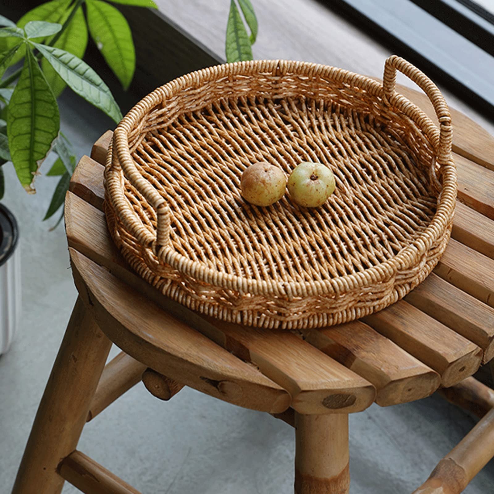 Foodservice Vassoio Vassoio for Serving Vassoio Vassoio Multifunzione Rotondo con Manico Colazione Vassoio di Frutta casa Decorazione Creativa per Feste, Tavolo, Cucina (Size : A)
