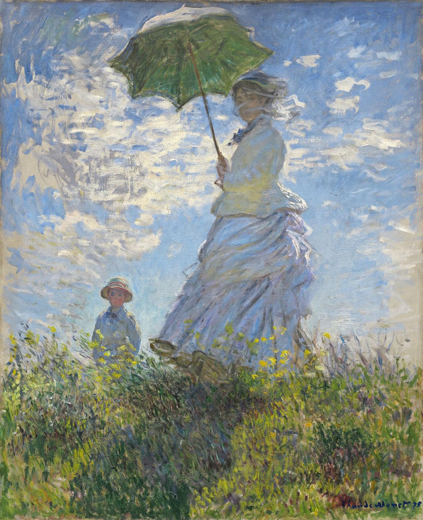 ARTXLXXBN Famous Prints Artwork Pictures Poster Painting Art Woman with a Parasol Madame Monet and Her Son by Claude Monet Artwork Landscape Pictures for Home Decor 60x90cm