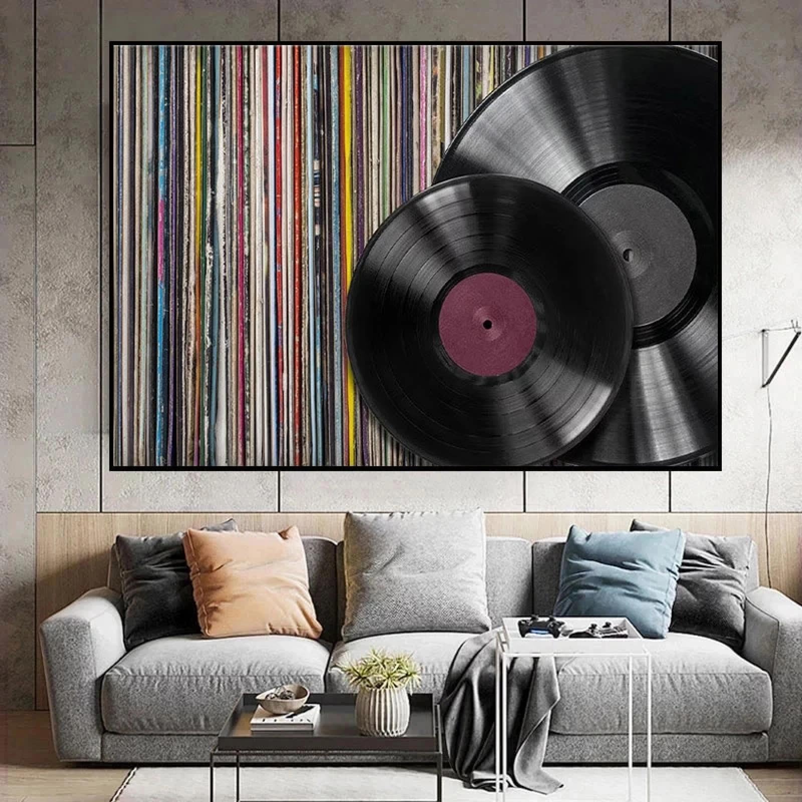 XINBAO Kolekcja albumów graffiti vintage płyta winylowa płótno mural obraz sztuka ścienna plakaty muzyczne wydruki muzyczne obrazy do dekoracji domu 60 x 80 cm bez ramy
