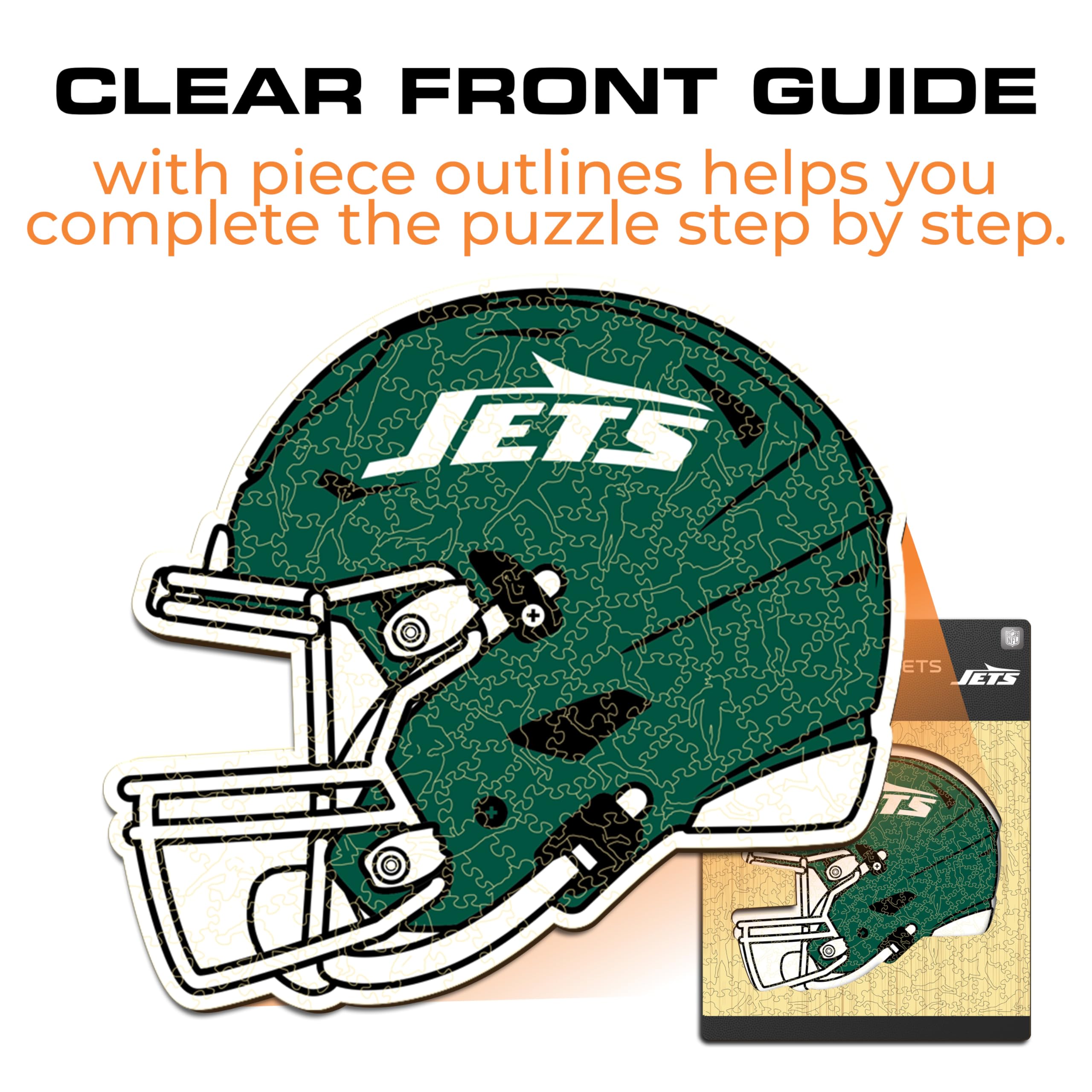 Iconic Puzzles -Oficjalnie licencjonowane 100% zrównoważone drewniane puzzle, kolor New York Jets, L, 500 sztuk