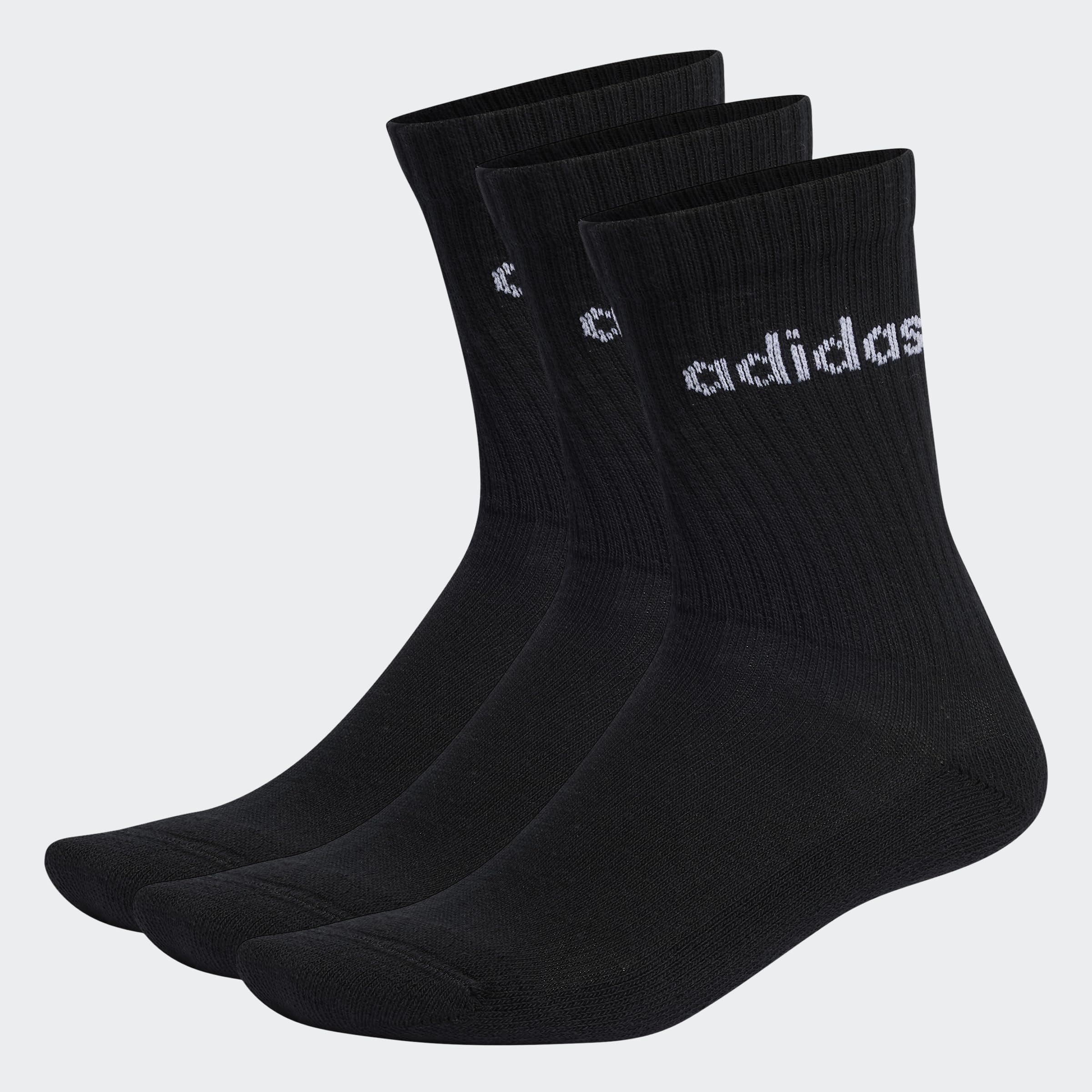 adidas Unisex Linear Crew Cushioned Socks – 3er-Pack, Schwarz/Weiß, wadenlang, Größe 6.5–8