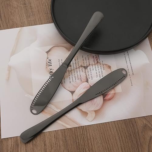 Miniatura 10 de Juego de 8 utensilios de servir morados, juego de cubiertos de acero inoxidable, incluye servidor de pasteles, cuchara ranurada, cuchara para servir