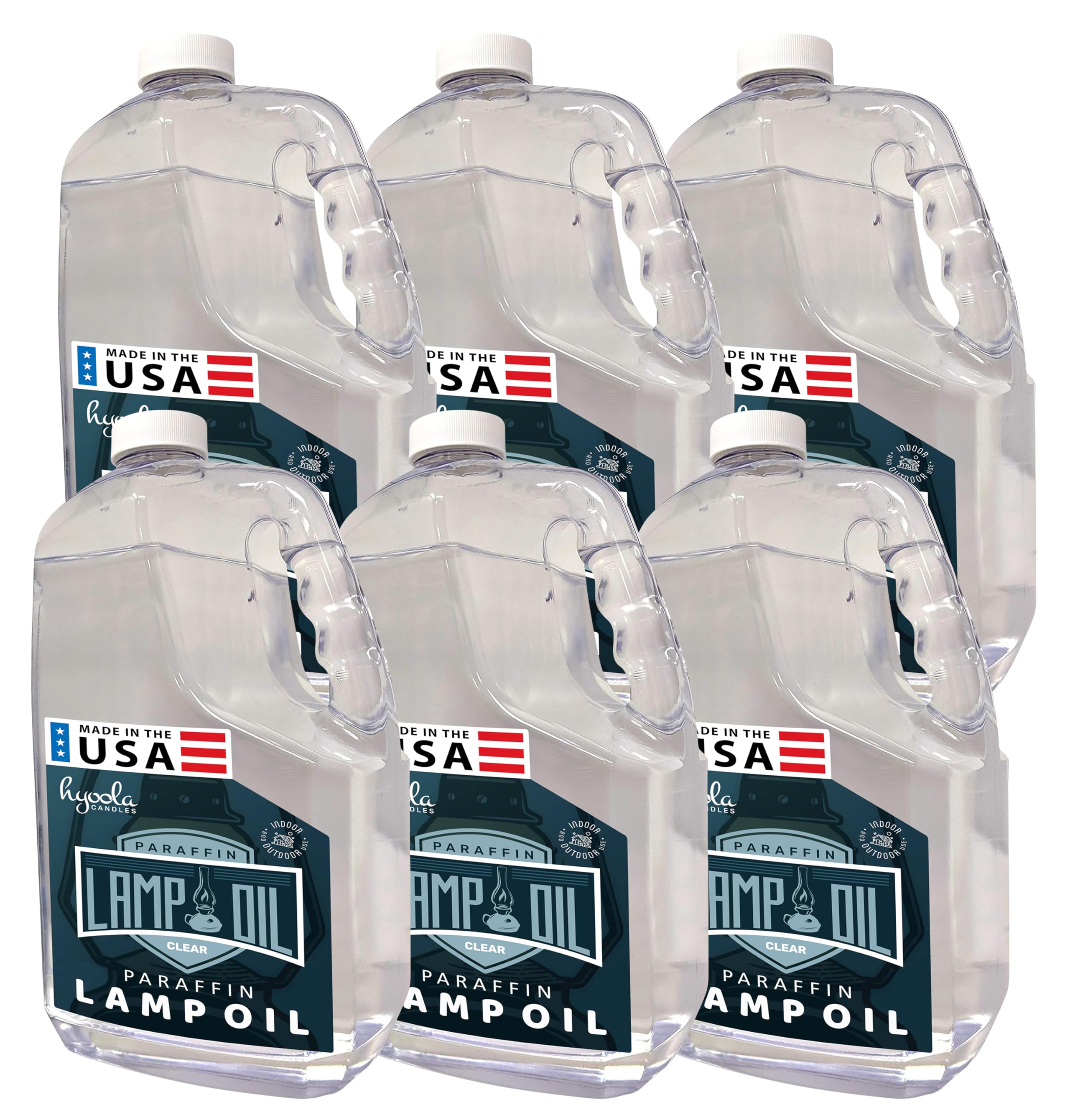 HYOOLA 1-Gallon Liquid Paraffin Lamp Oil - Clear Smokeless, Odorless, Ultra Clean Burning Fuel for Indoor and Outdoor Use - Highest Purity Available - 6 Pack