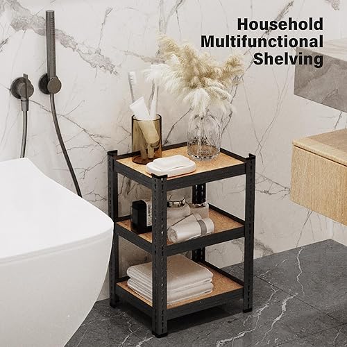 Miniatura 7 de AHEONLAR Estantes de almacenamiento de 3 niveles ajustables para garaje, estante de almacenamiento de metal resistente para almacén, despensa,