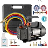 Vacuum Pump 3&period;5CFM 1&sol;4HP Single Stage Air Vacuum Pump HVAC with R134A R410A Kit AC A&sol;C Manifold Gauge Set for Air Conditioning Refrigeration Recharging