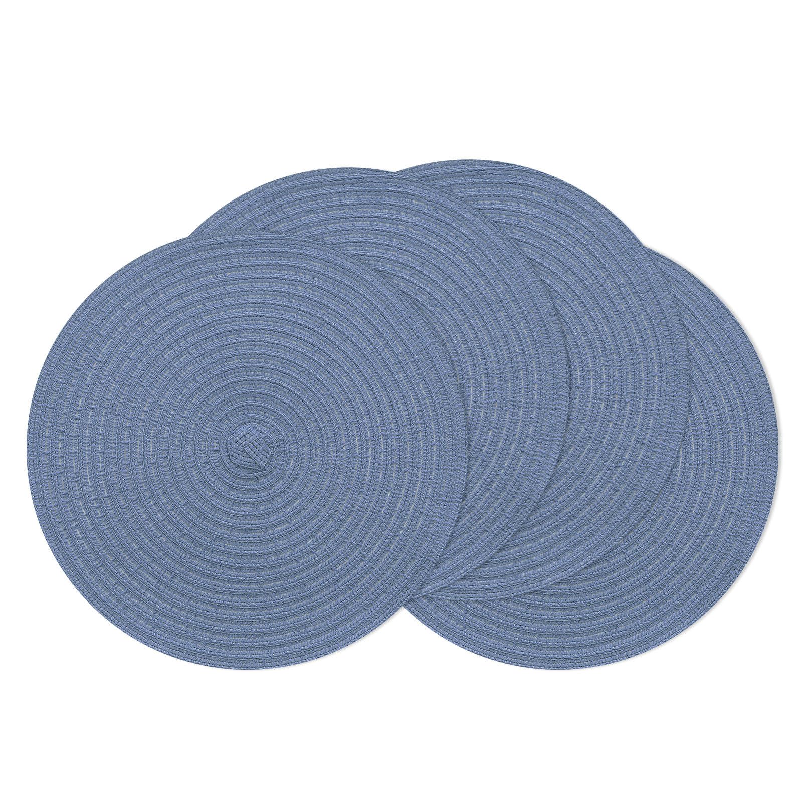SHACOS 33cm Round Placemats Set of 4 Braided Woven Place Mats Heat Resistant Table Placemats Round Table Mats for Kitchen Dining Home Restaurant, Blue