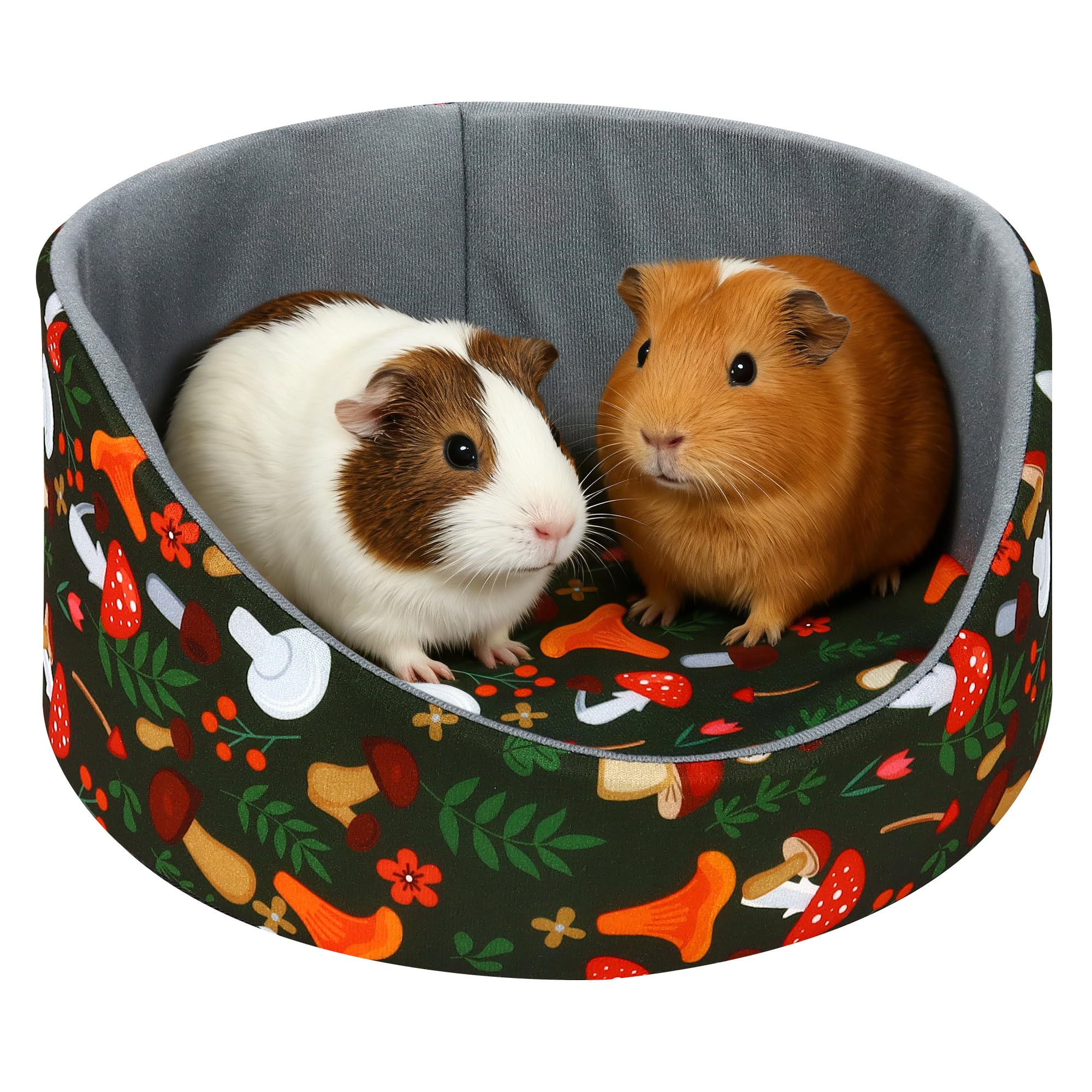 Baanfly Guinea Pig Bed Soft Sleeping Nest with Thick Removable Mat Rabbit Beds Washable Guinea Pigs Accessories, Round Cuddler Cup Bed for Rabbit Ferret Hamster Chinchilla (L, General)