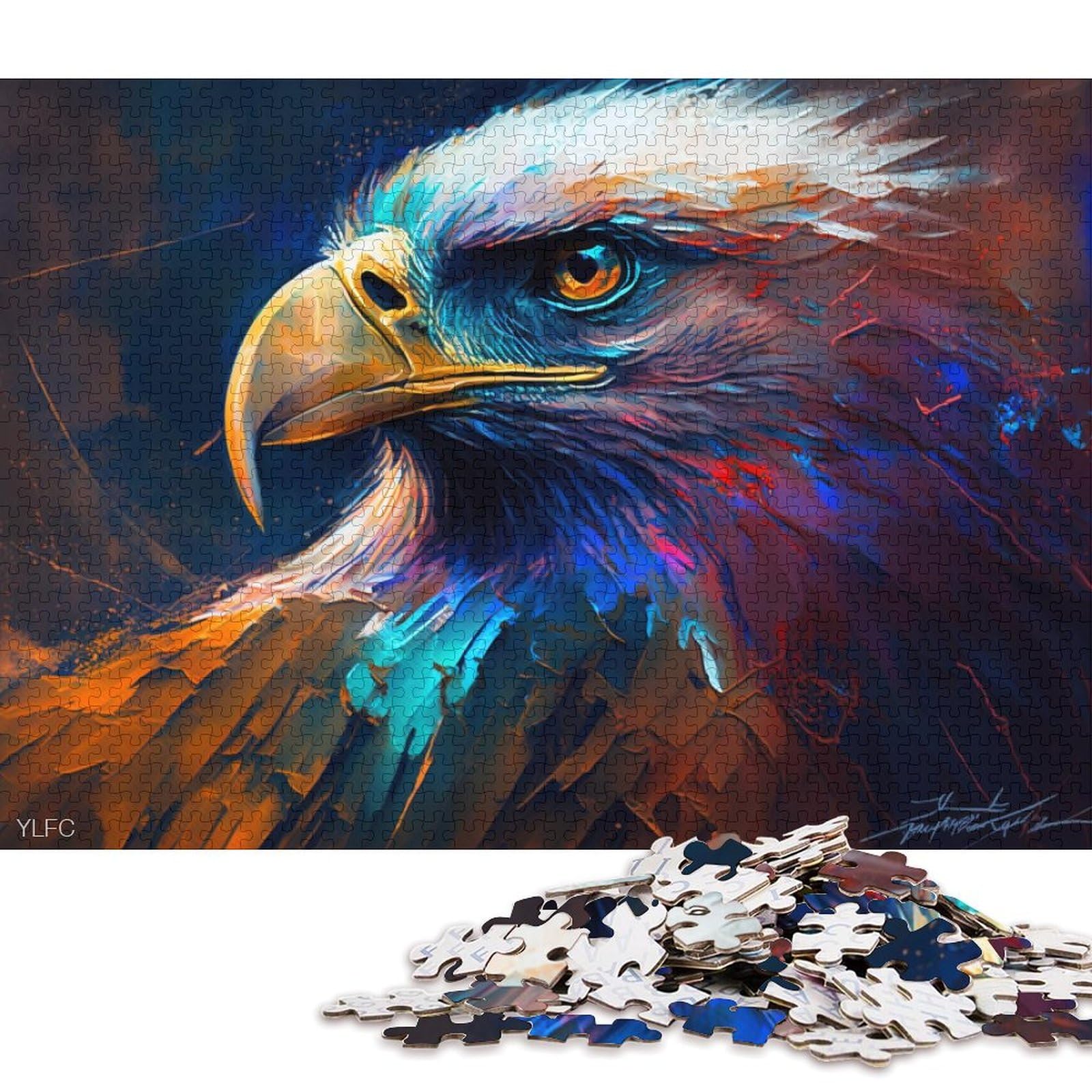 1000 Piece Jigsaw Puzzle Colourful Eagle Jigsaw Puzzle for Adults Cardboard Puzzles Educational Game Challenge Toy 38 * 26cm/1000pcs
