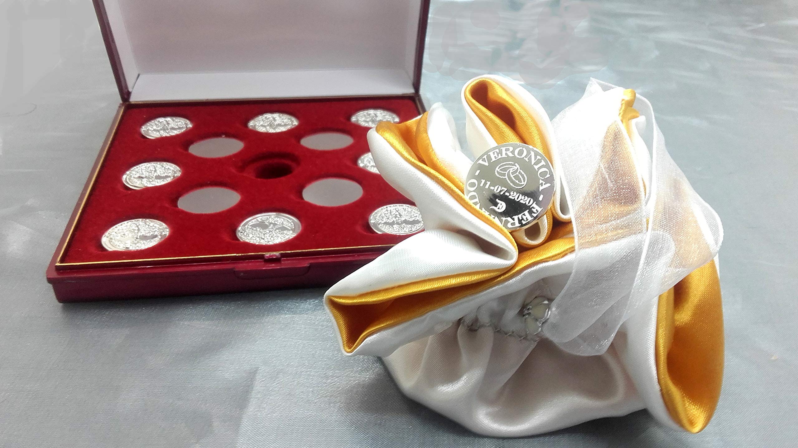 Arras de la Vida © Personalizadas para Bodas y 25 Aniversario con Fecha Nombres en Cada Arra en su Reverso