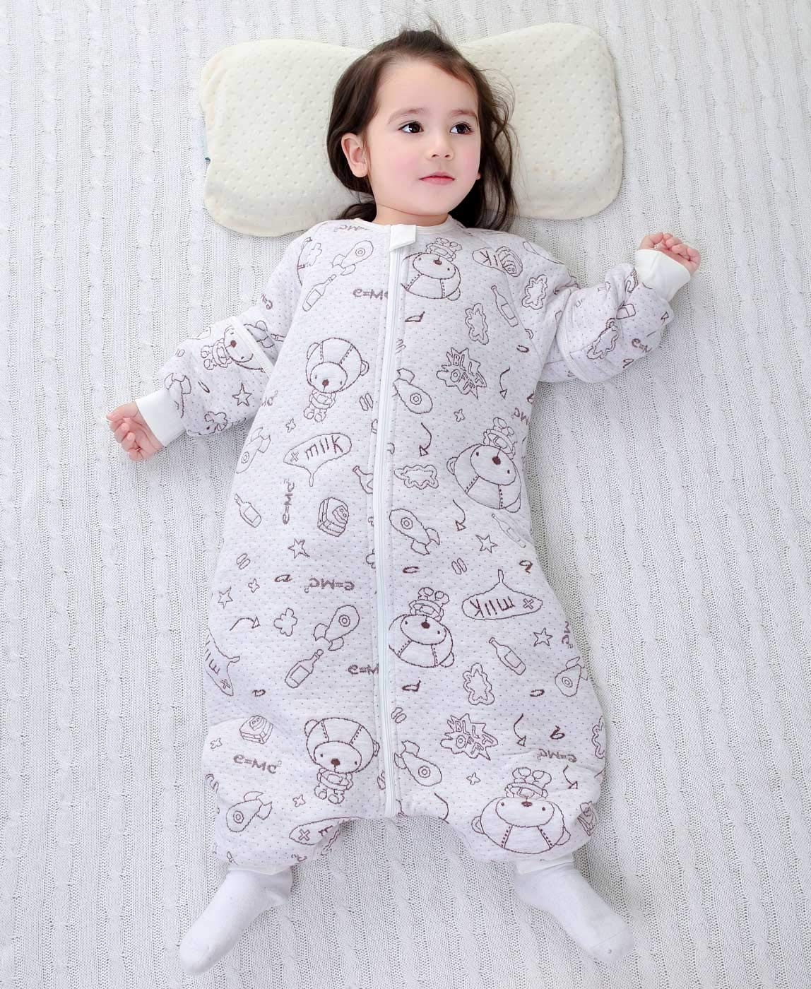 Happy Cherry - Mamelucos Enteros de Algodón para Bebé con Estampado Lindo Pijamas Transpible para Chicos con Estampado Lindo Caliente Invierno Otoño 1-2.5Tog - 3-5 Años