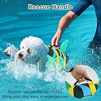 Vista 50 de Chaleco salvavidas de tiburón para perro, chaleco salvavidas ajustable para nadar con asa de rescate