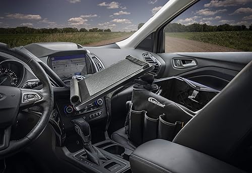 Miniatura 6 de AutoExec AUE80018 - Estación de trabajo de oficina móvil para vehículo y caja de leche con delantal y bandeja para portátil, color negro, soporte