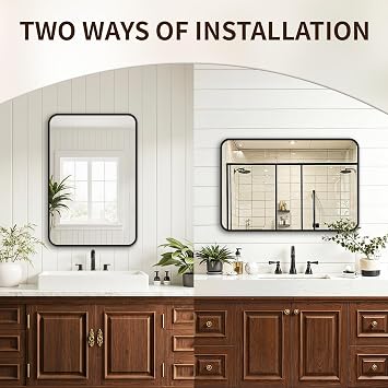 FICTOR Bathroom Mirror for Over Sink, 2 Pack 30x20 Vanity Mirror, Black