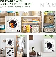 Vista 4 de Euhomy Secadora de ropa compacta, 2.65 pies cúbicos de carga frontal, de acero inoxidable, con tubo de escape, 1400 W, panel de control LCD