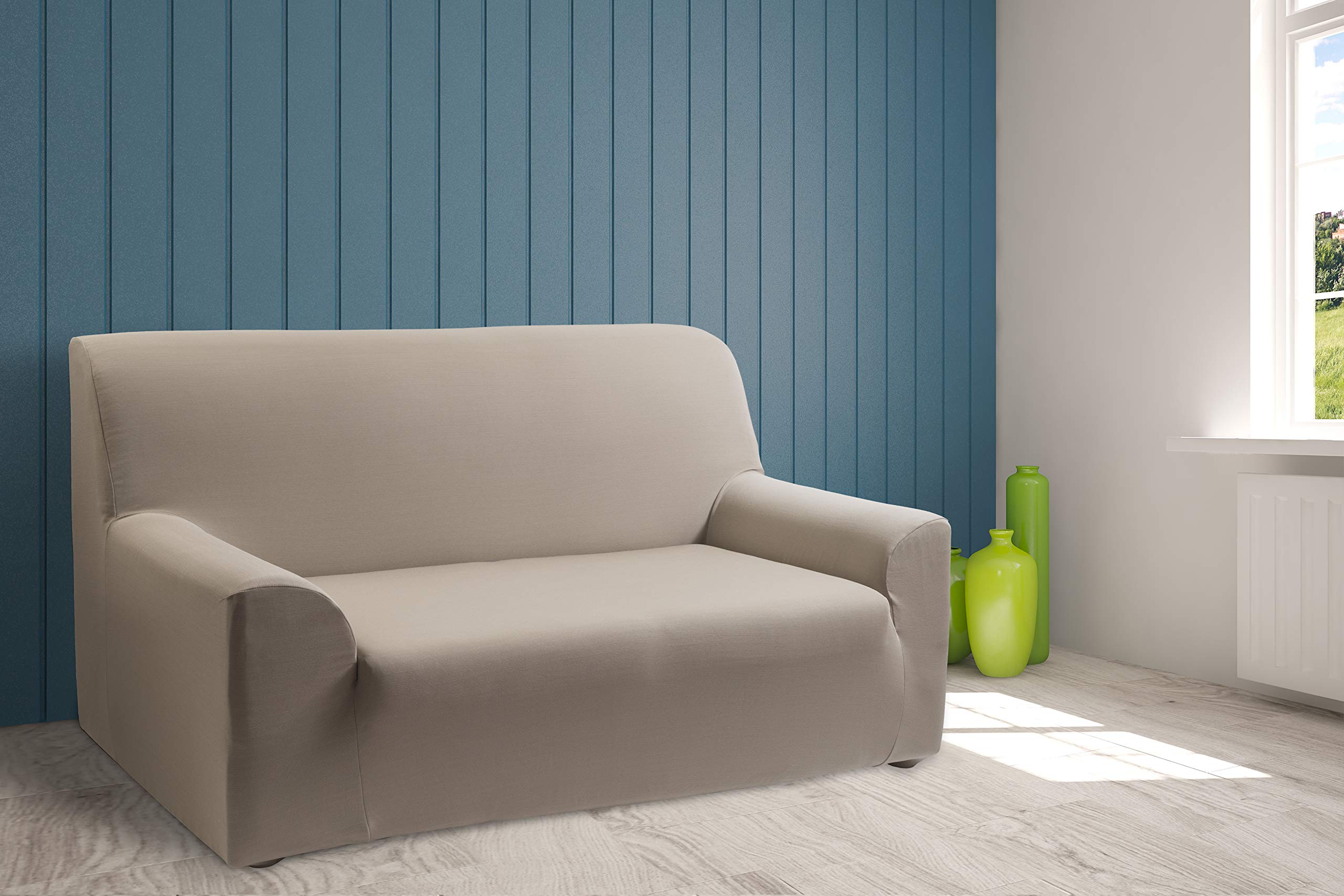 Housse de canapé 3 places élastique beige tural modèle mileto ajustable