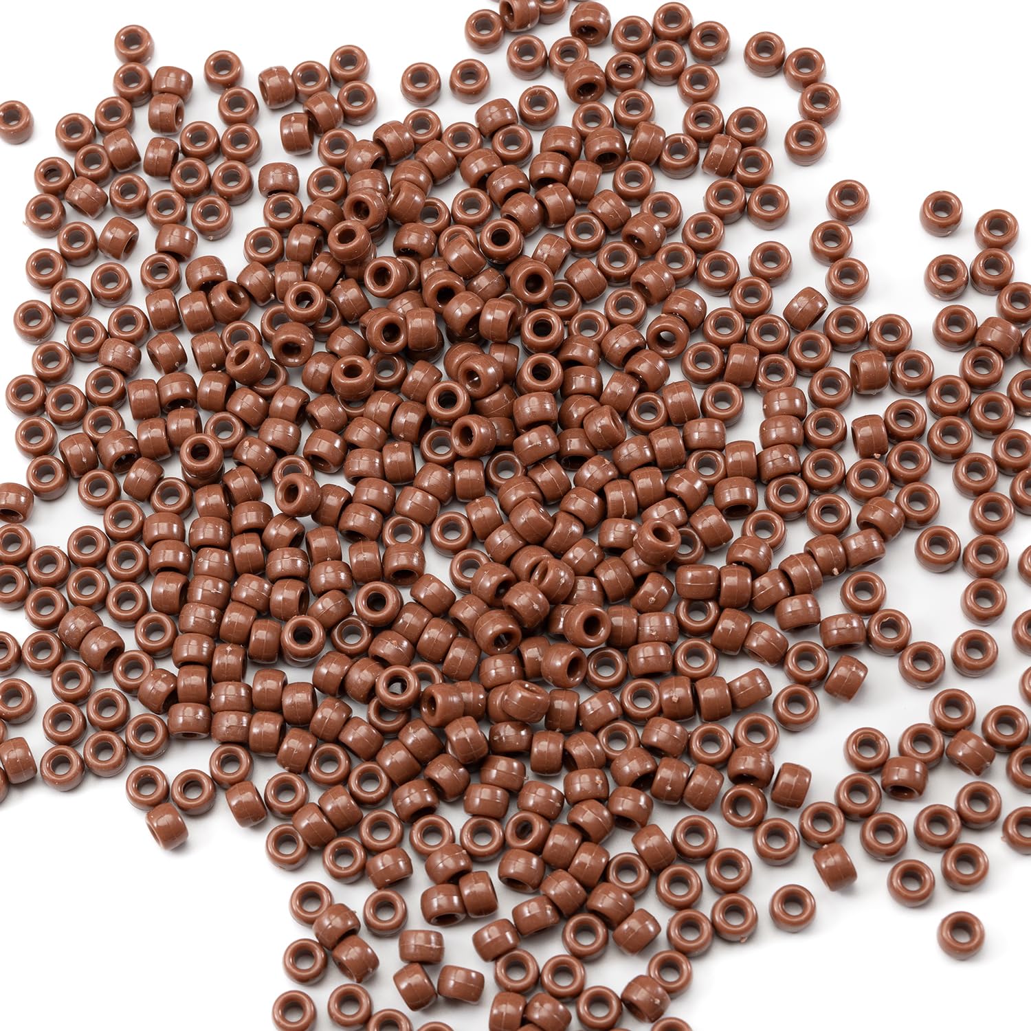 Gxueshan 1000 Pcs Acrylic Brownish Red Pony Beads Friendship Beads 6x9mm Bulk for Bracelet Necklace Jewelry Making Earring Hair Braiding Kandi Beads