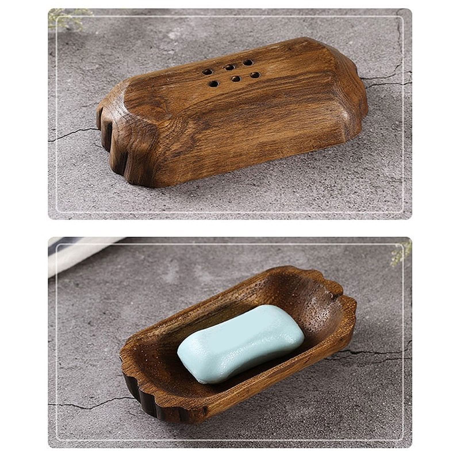 Jabonera de Madera Hecha a Mano para Ducha, jabonera de Madera Artesanal para bañera, Bandeja Protectora para jabón, Caja para esponjas y estropajos
