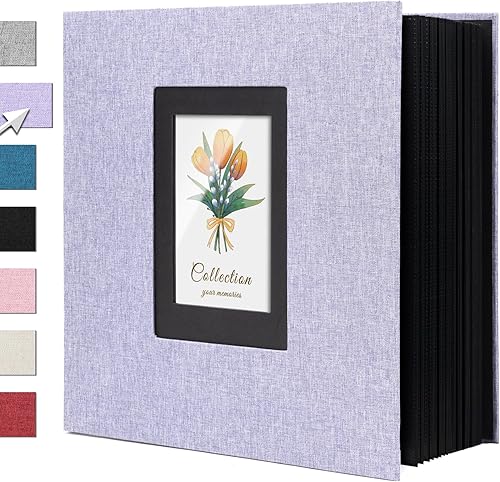 Miniatura 8 de Álbum de fotos de lino de 4 x 6 pulgadas, 600 fotos, bolsillos verticales, solo cubierta de tela, álbumes, boda, escuela, aniversario familiar,