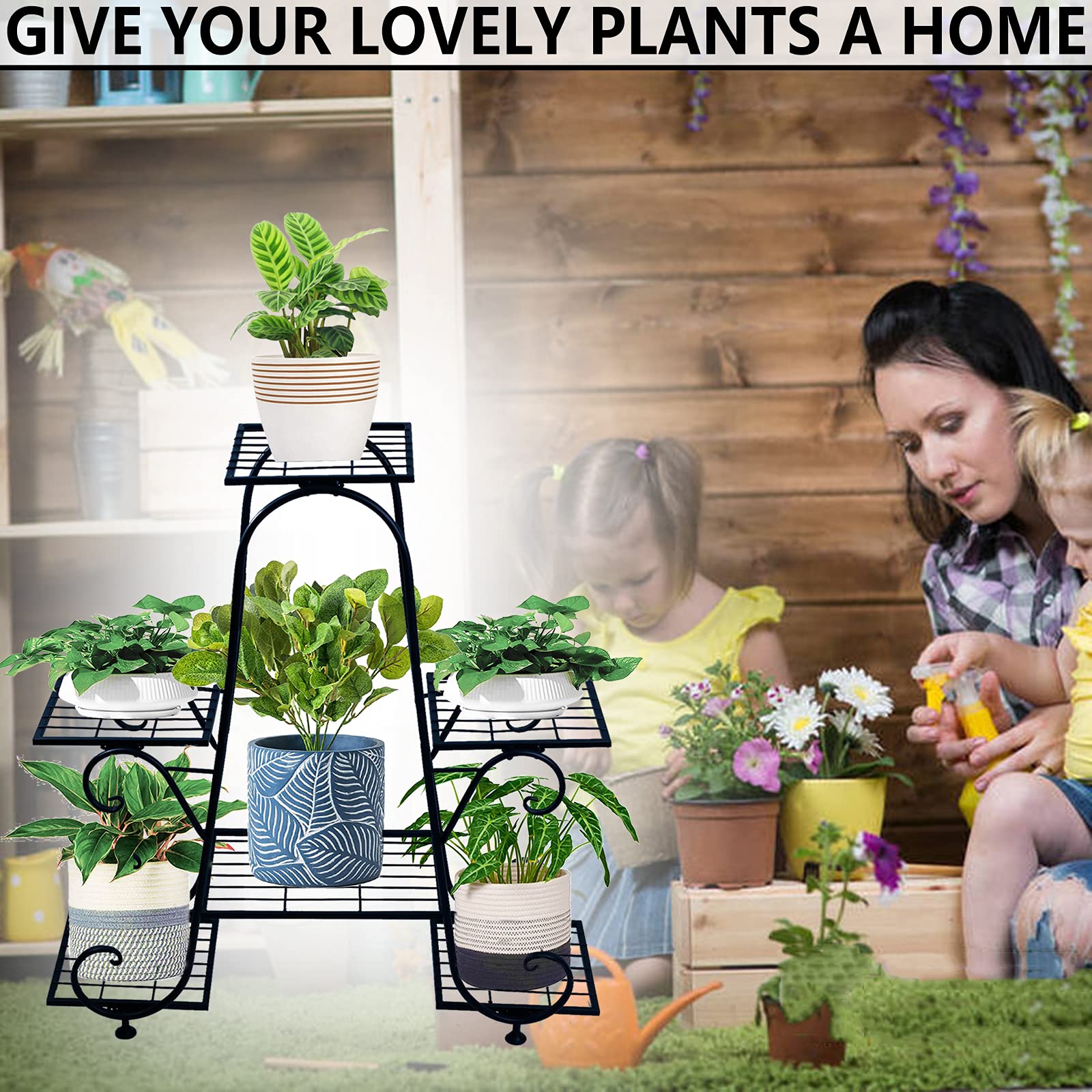 Soporte Para Plantas Con Forma De Bicicleta Retro - De Metal Con 3 Ruedas, Ideal Para Terraza, Jardín O Balcón
