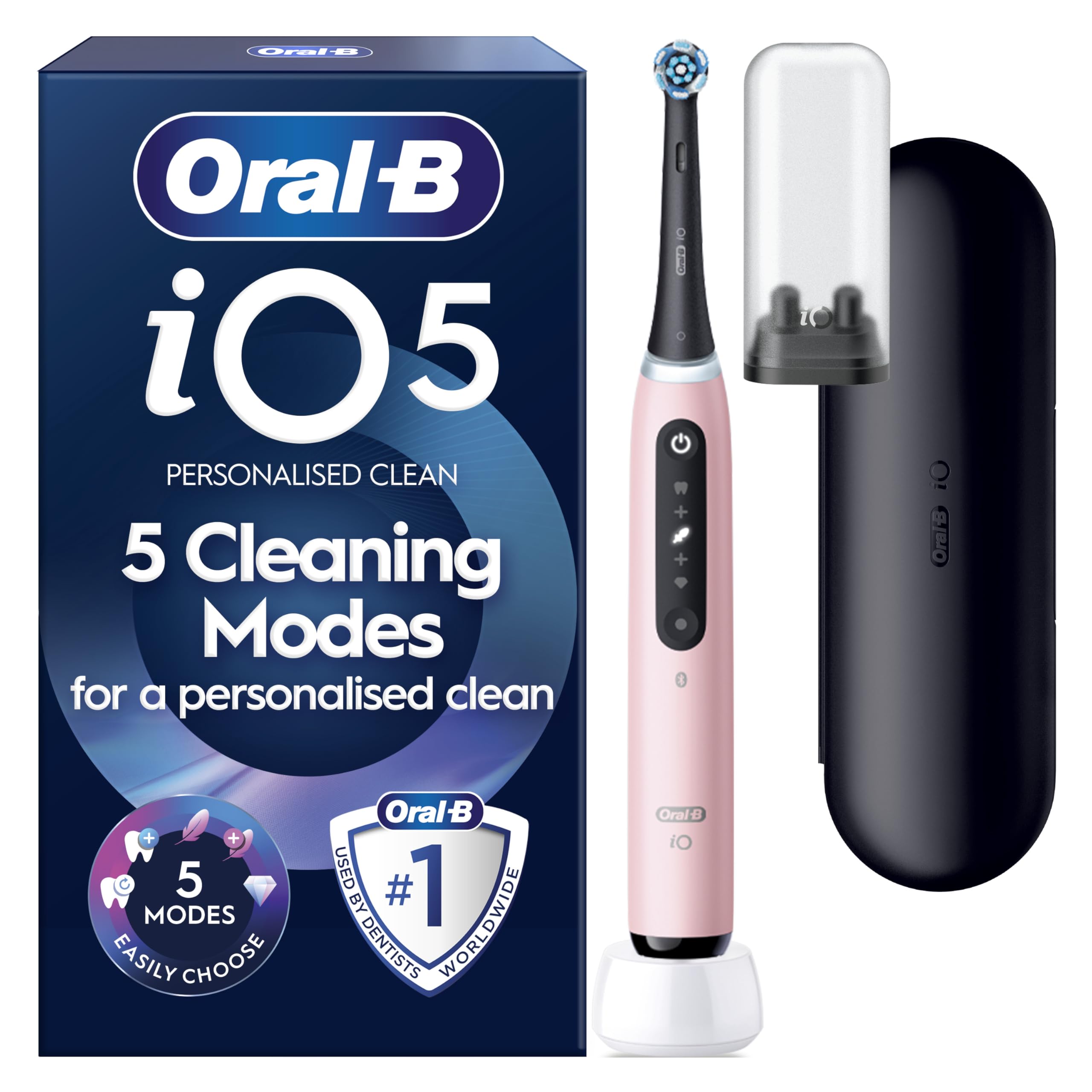 Oral B iO5 Pink Electric Toothbrush Designed By Braun - Toothbrush + 4 Toothbrush Heads