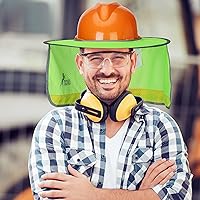 Vista 6 de Casco Industrial UNCO con Protector Solar, Verde, Visera Completa y Estándar de Malla, Alta Visibilidad Reflectante, Accesorio para Casco Duro