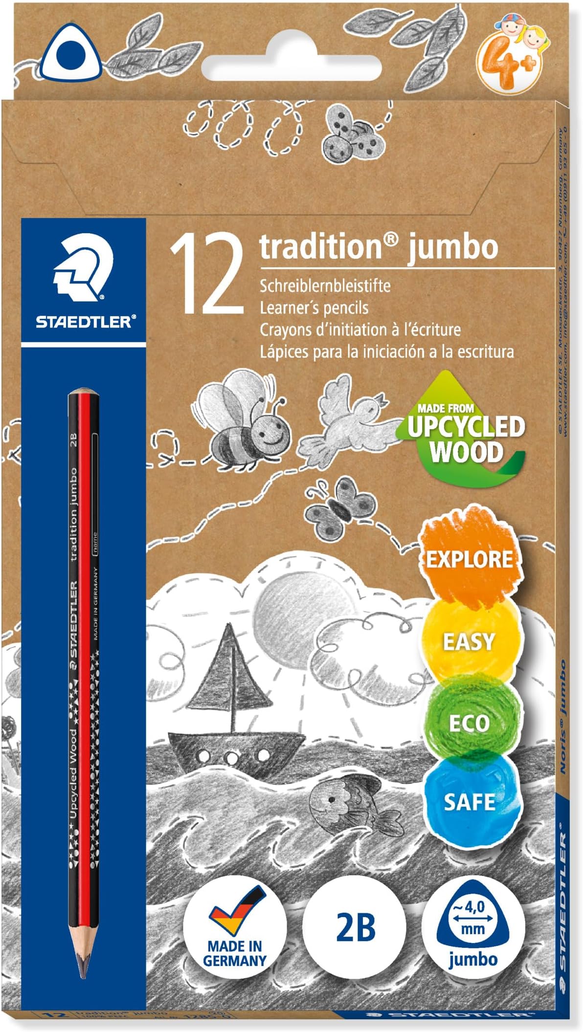 STAEDTLER Jumbo Bleistift 2B - 12er Pack Für Schulanfänger