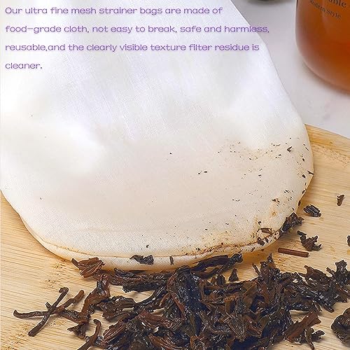 Miniatura 4 de WMKGG Bolsas de filtro de malla ultrafina, bolsas de filtro reutilizables con marco de mango de acero inoxidable para filtro de leche de nuez, café,