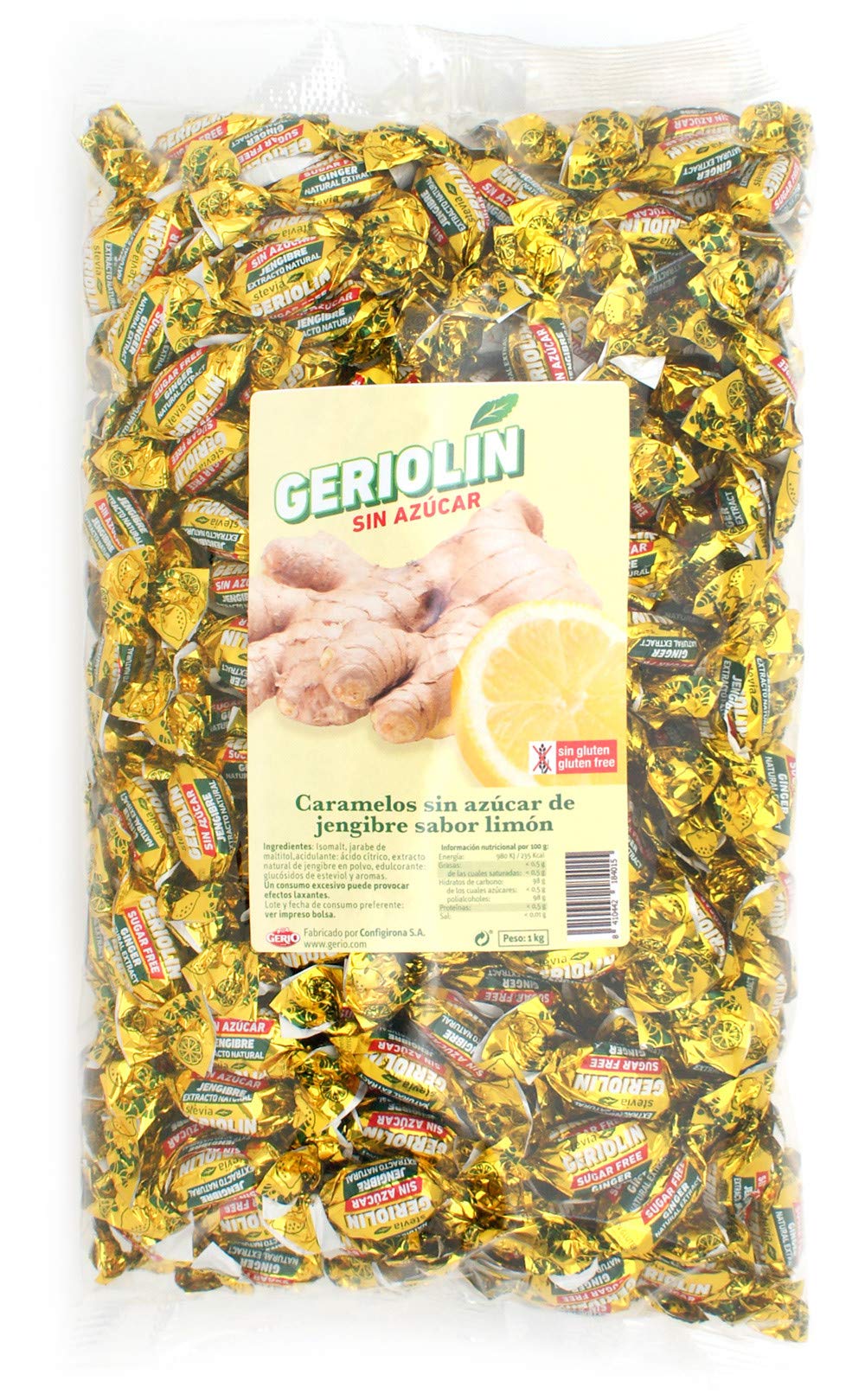 Geriolín de jengibre sabor limón GERIO Sin Azúcar - 1 kg : Amazon.es:  Alimentación y bebidas
