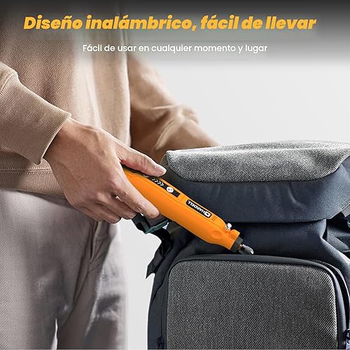 Miniatura 6 de HARDELL - Kit de herramienta rotatoria inalámbrica multiusos mini con 5 velocidades, carga USB y 69 accesorios, 3.7 V para lijar, pulir, perforar