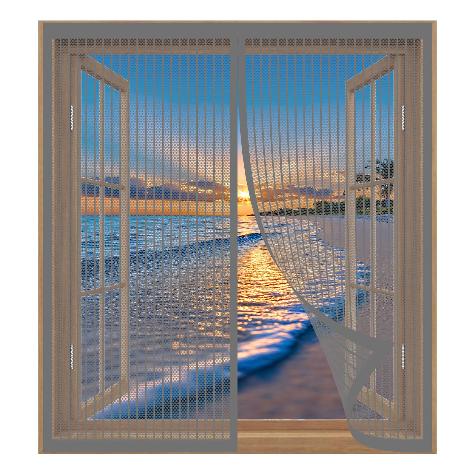 Yuanwan Grey Fly Screens For Windows 107 X 123 Cm Easy Installation No Drilling Or Screwing Anti Mosquito Mesh Curtain For Windows Nets To Keep Bugs Out,