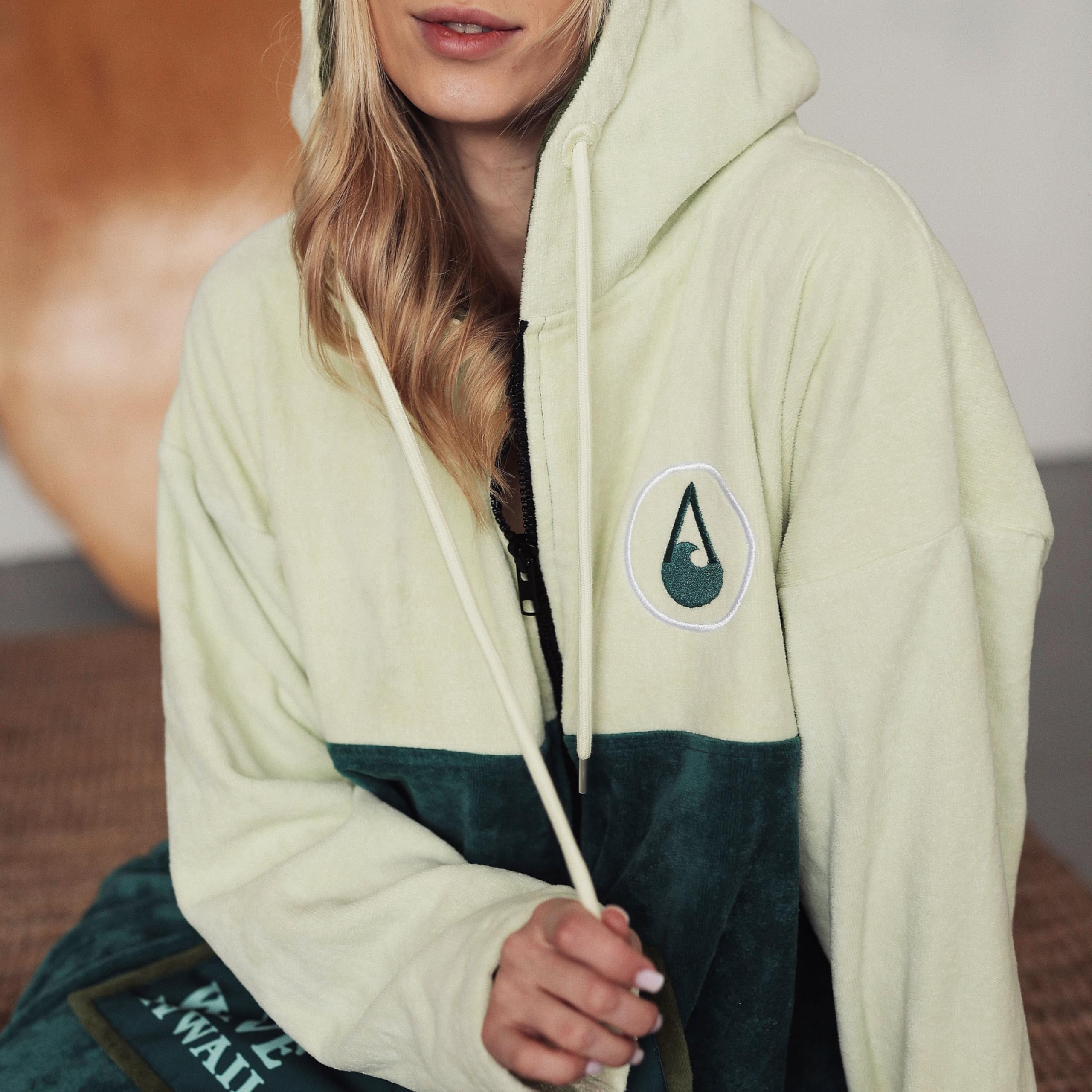 WAVE HAWAII ZIP-Surfponcho L 171-193 cm 100% ÖKO Baumwolle Velours Umkleidehilfe Schwimmen Strand Surfen