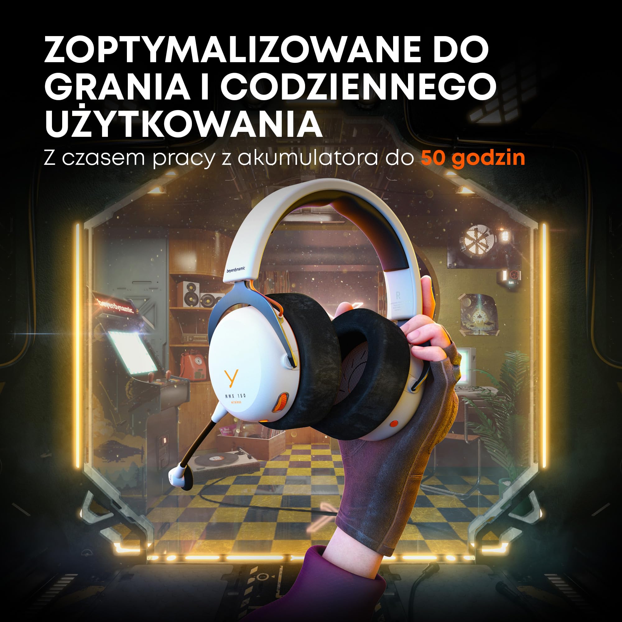 beyerdynamic MMX 150 Wireless – Bezprzewodowy zestaw słuchawkowy do gier z aplikacją do personalizacji dźwięku, welurowymi nausznikami i 50-godzinnym czasem pracy baterii w czarno