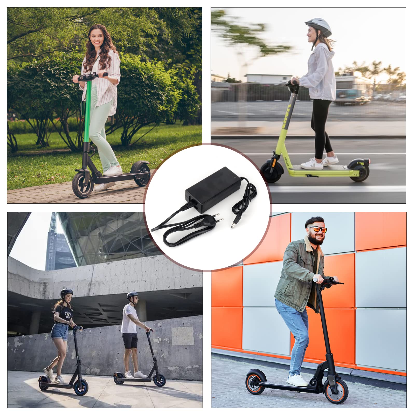 Foreverup Ładowarka do skutera, 42 V 2 A AC E Scooter kabel do ładowania, do deskorolki hoverboard, akumulator litowy (UE)